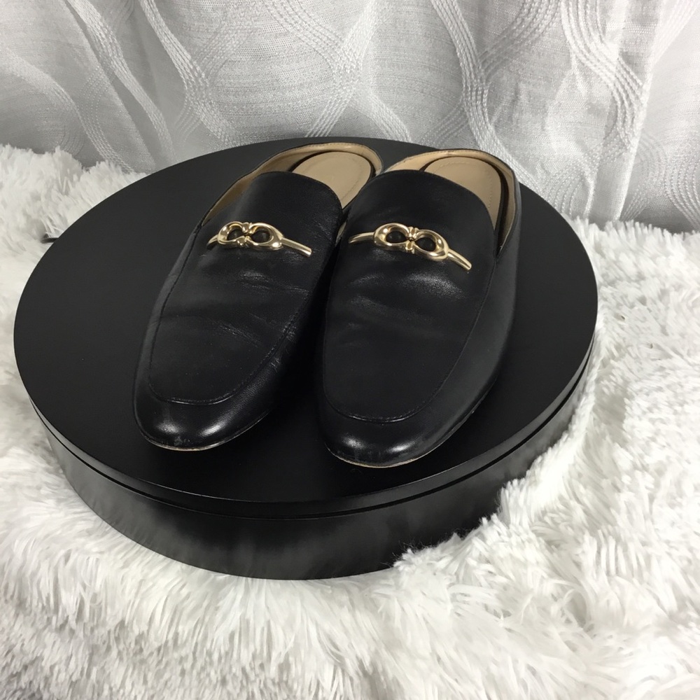 Coach Black Leather Slip-On Mules with Gold Horsebit - Picture 4 of 8